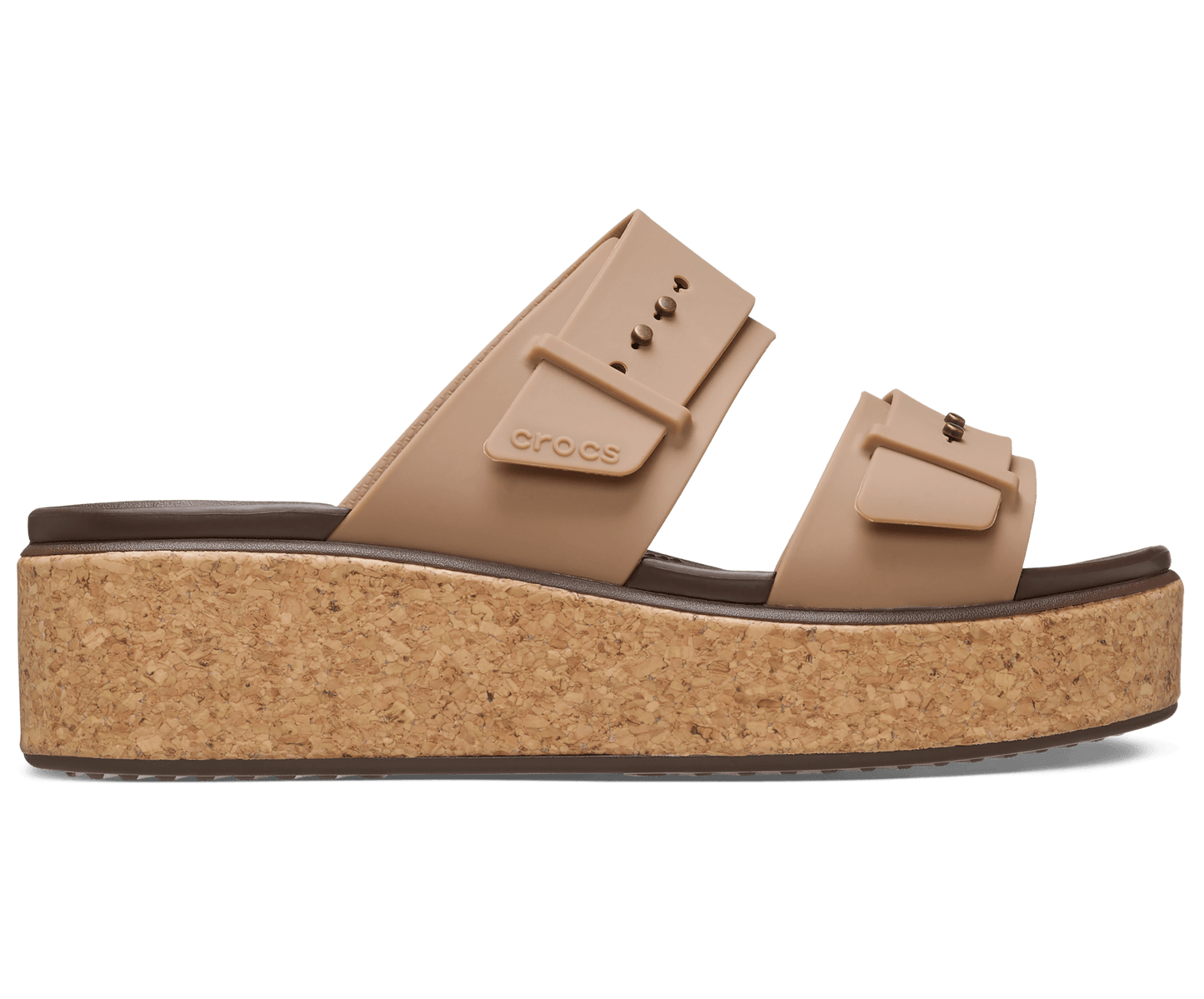 Brooklyn Buckle Low Wedge Cork Sandal - Milk Chocolate