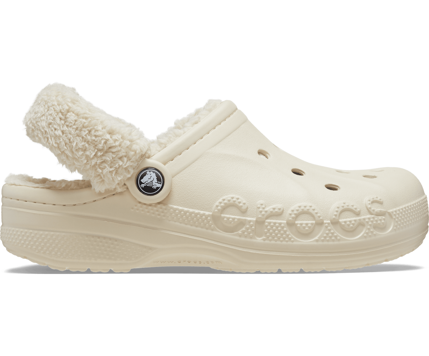 Baya Lined Fuzz-Strap Clog - Winter White