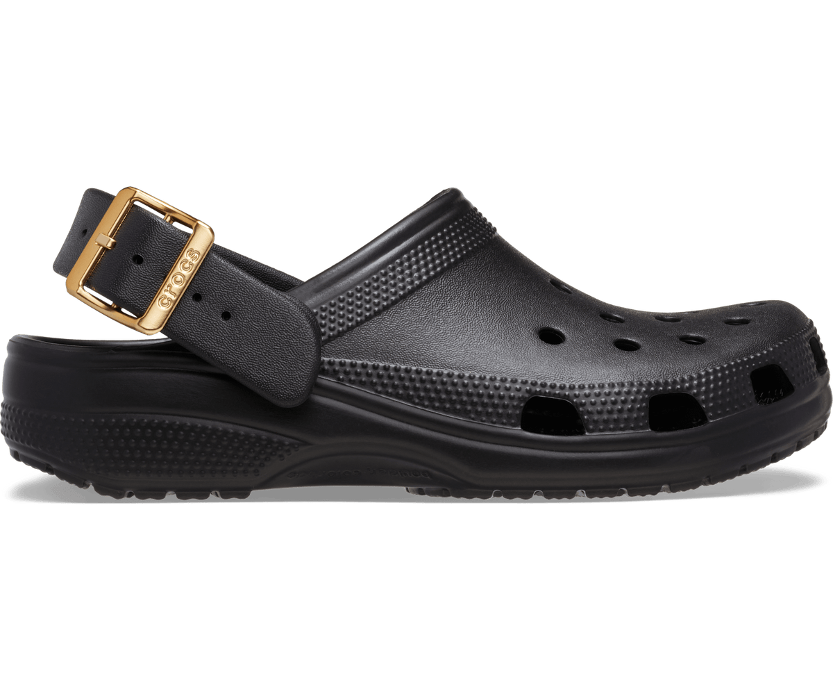 Classic Metallic Buckle Clog - Black