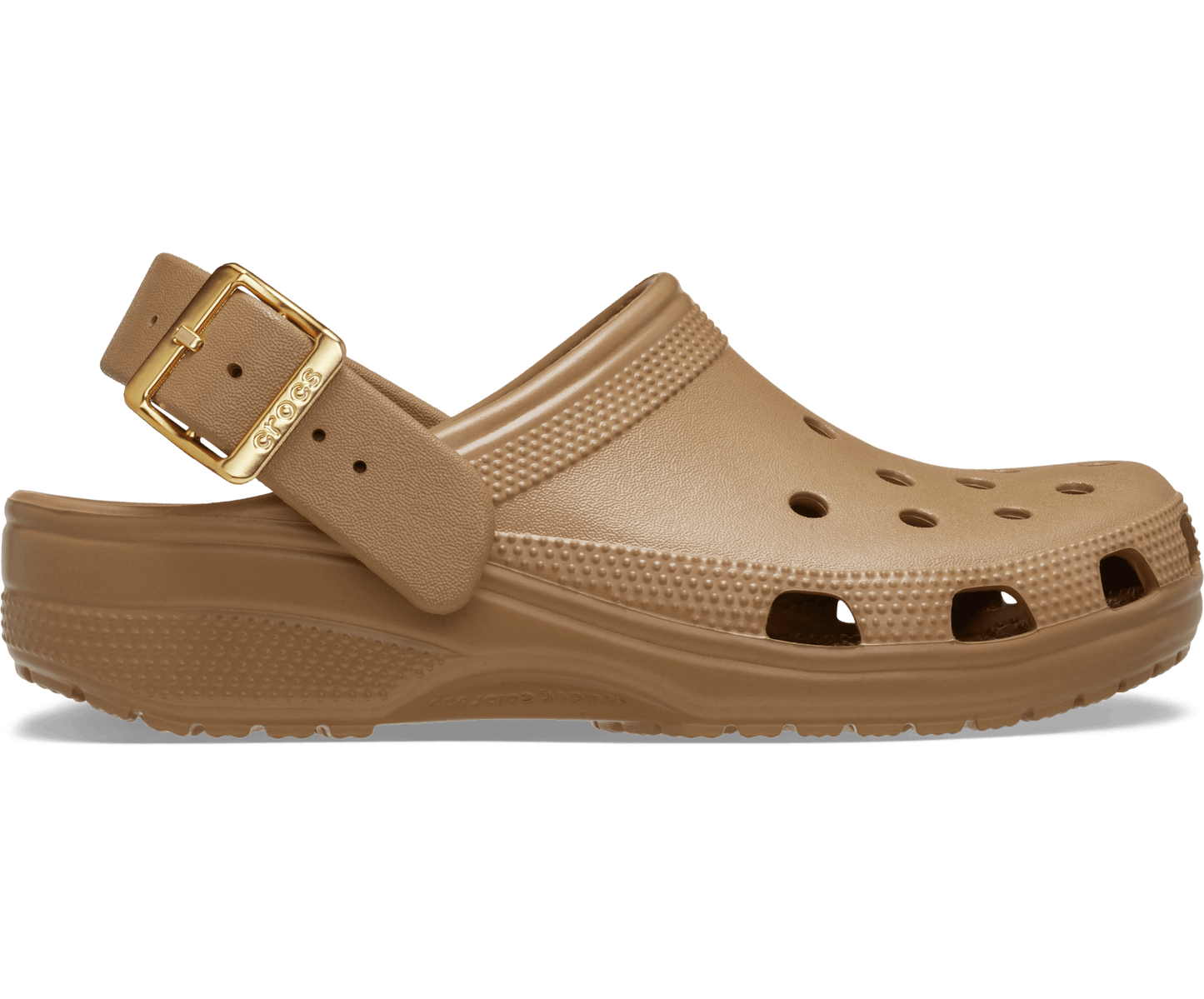 Classic Metallic Buckle Clog - Sepia