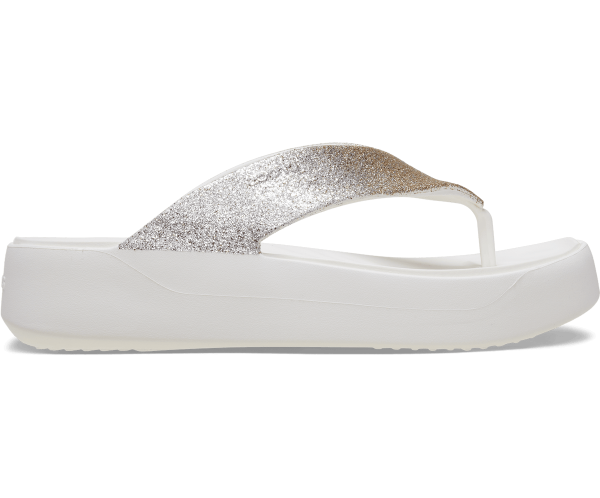 Getaway Chunky Glitter Platform Flip - White