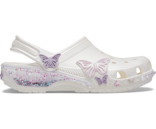 Toddler Classic Butterfly Sparkle Shaker Clog - White