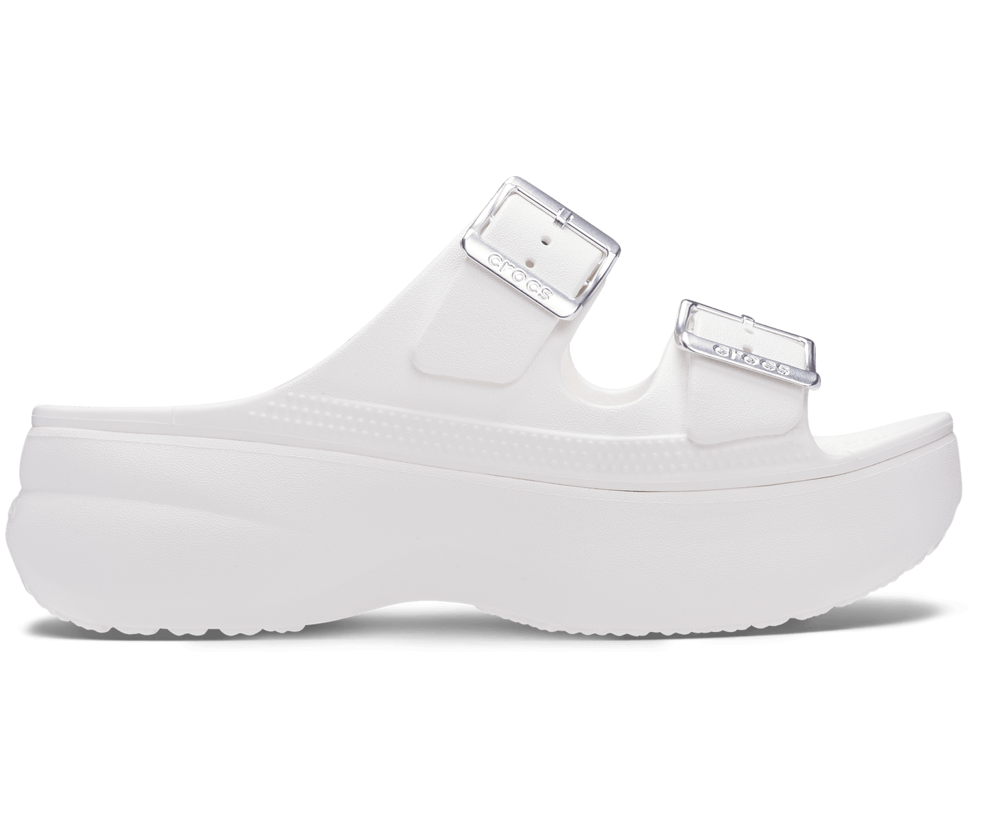 Women's Saturday Platform Metallic Buckle Sandal - White / Silver